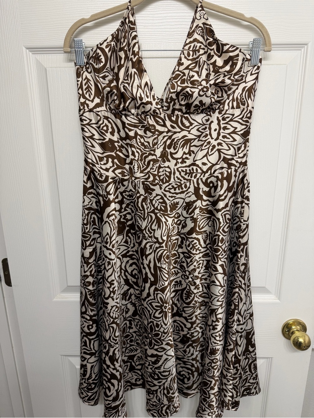 Alyn Paige Brown and Cream Floral Midi Slip Dress